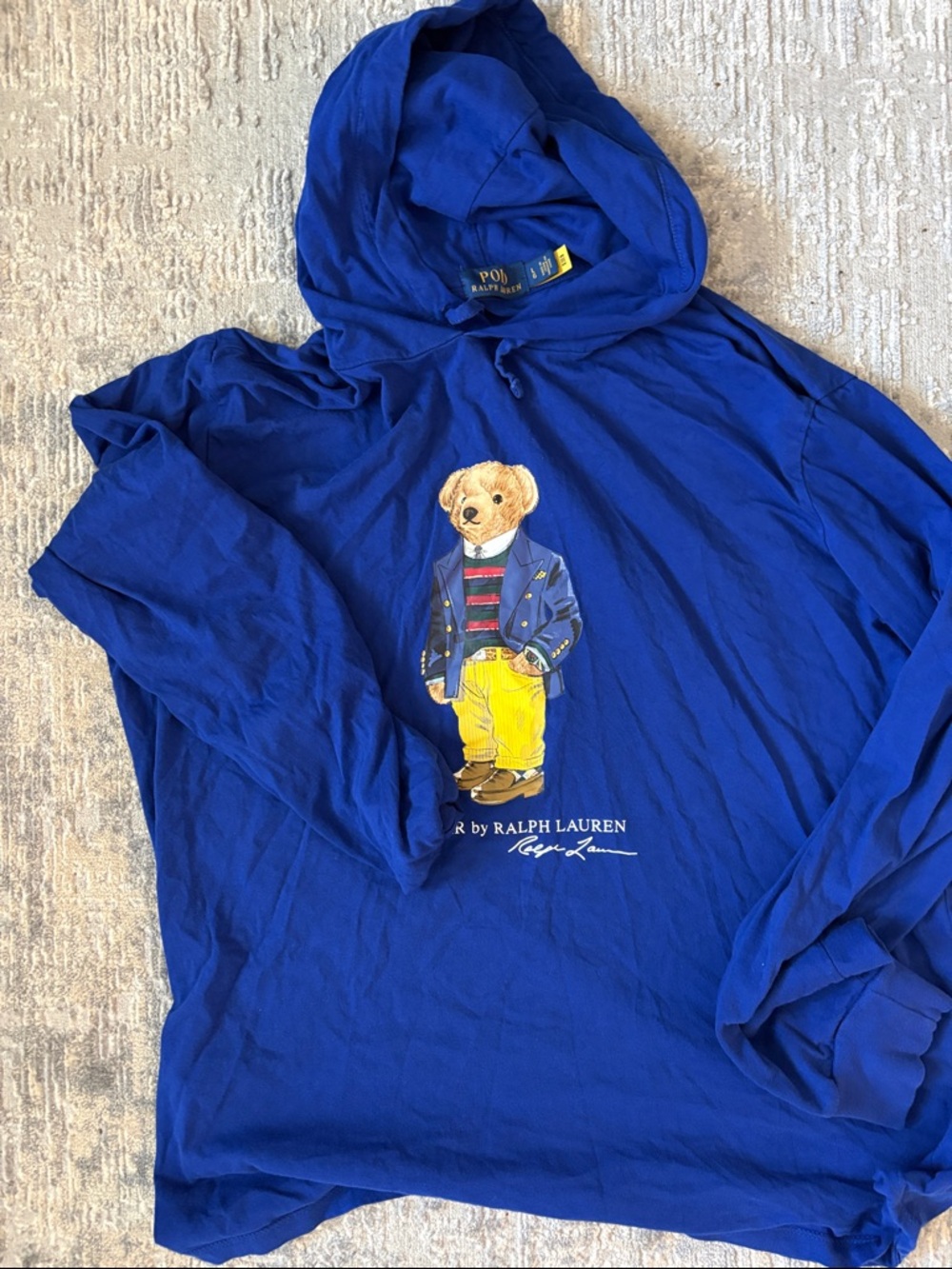 Ralph Lauren Royal Blue Bear Hoodie with Yellow Pants Graphic